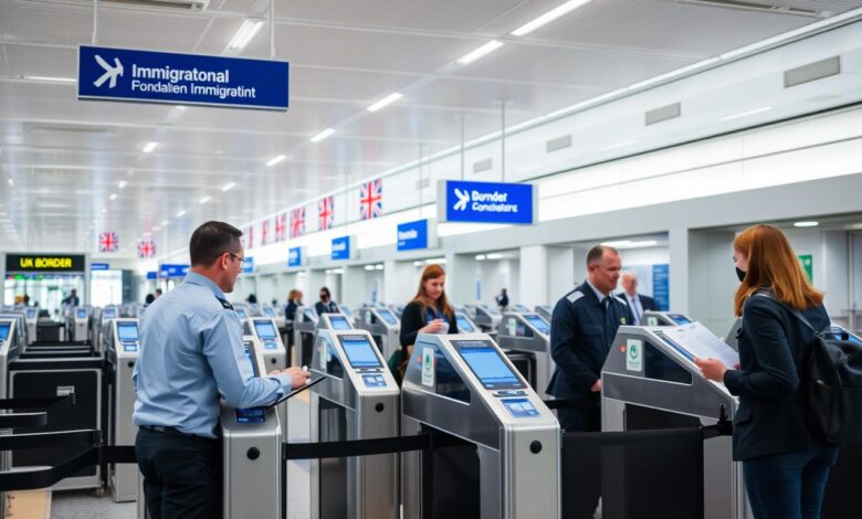UK border control checkpoint showing post-Brexit immigration procedures